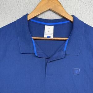 Nike Polo Shirt Mens 2XL Blue Tennis Preppy Collar Knit Embroidered Rafael Nadal
